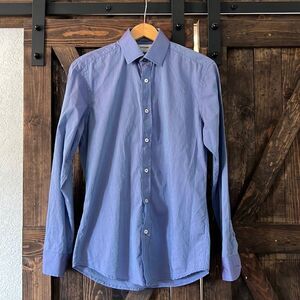 Duchamp long sleeve button dress shirt light blue color change Sz-15M